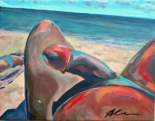 Painting on a nude beach